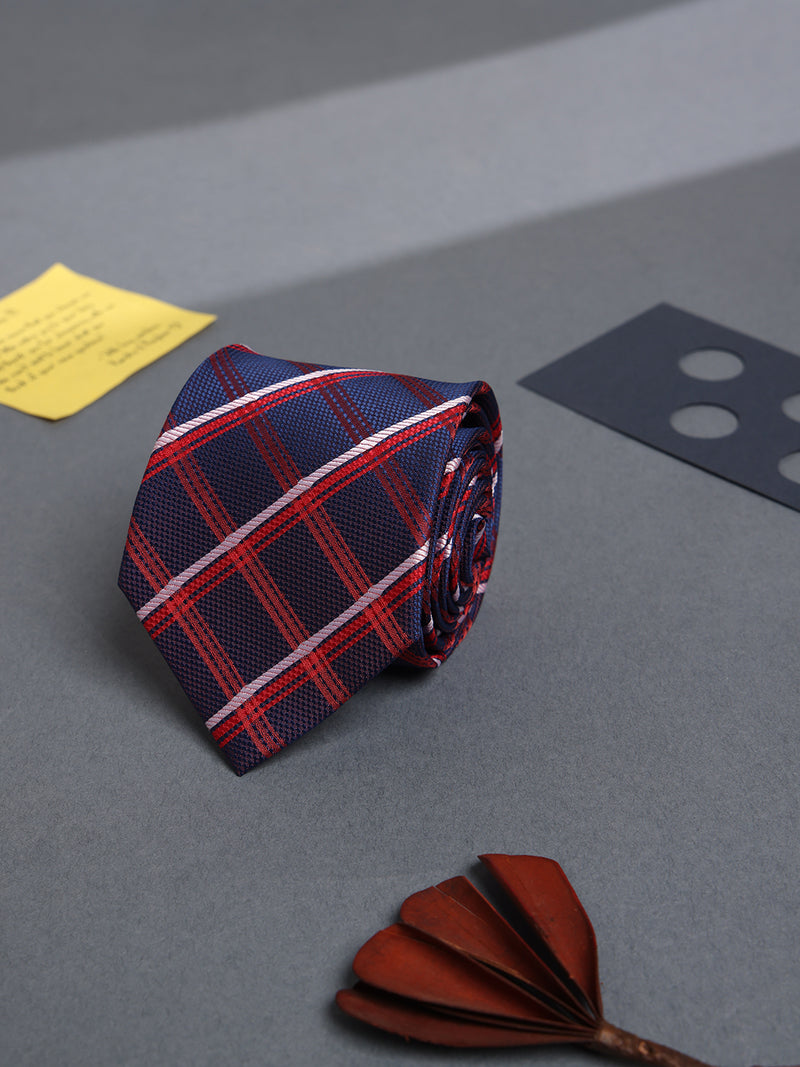 Blue & Red Check Woven Necktie