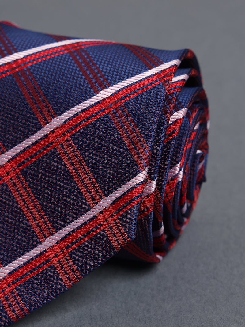Blue & Red Check Woven Necktie