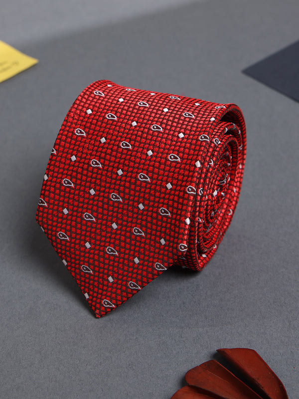 Red Paisley Woven Necktie