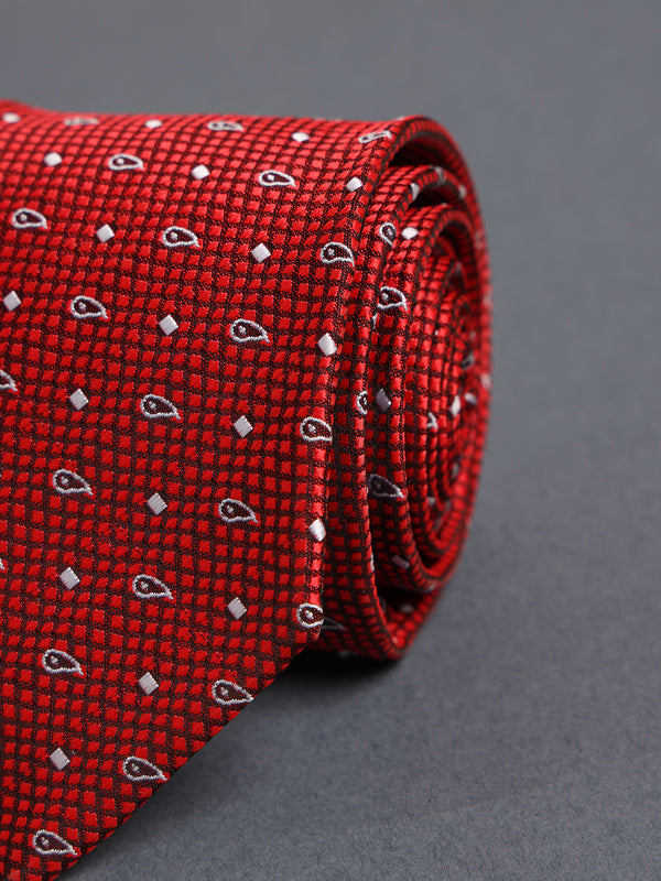 Red Paisley Woven Necktie