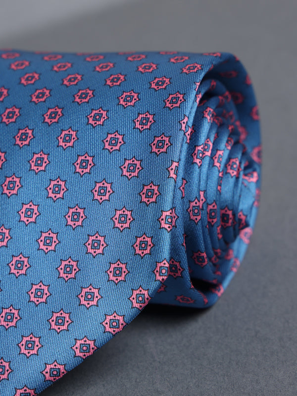 Blue Geometric Printed Necktie