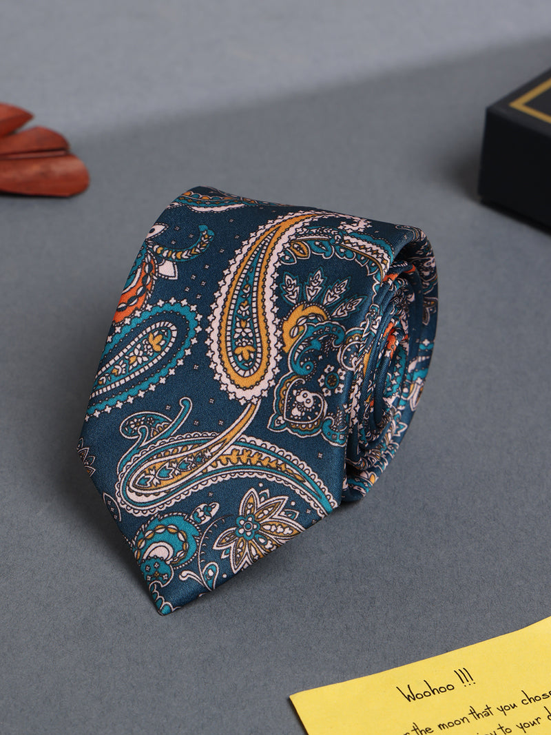 Blue Paisley Printed Necktie