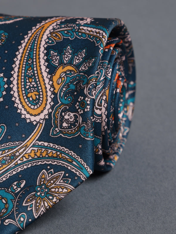 Blue Paisley Printed Necktie