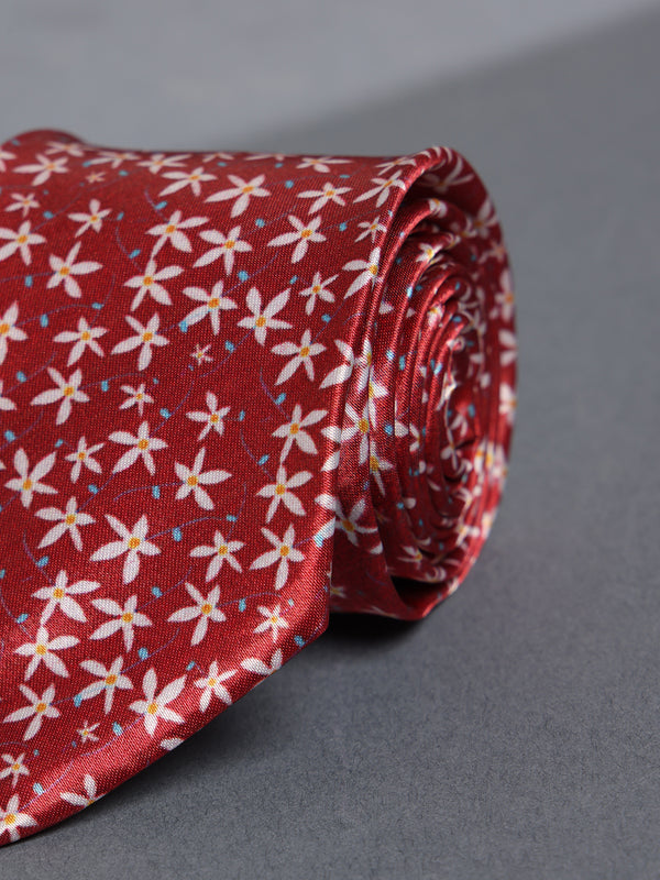 Red Floral Printed Necktie