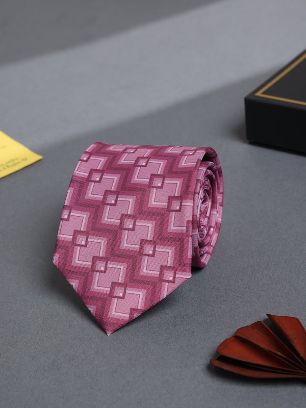 Pink Geometric Micro Fiber Necktie