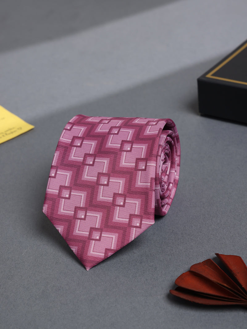 Pink Geometric Micro Fiber Necktie
