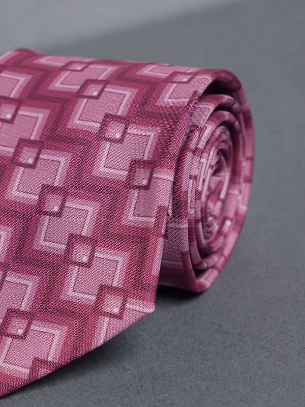 Pink Geometric Micro Fiber Necktie