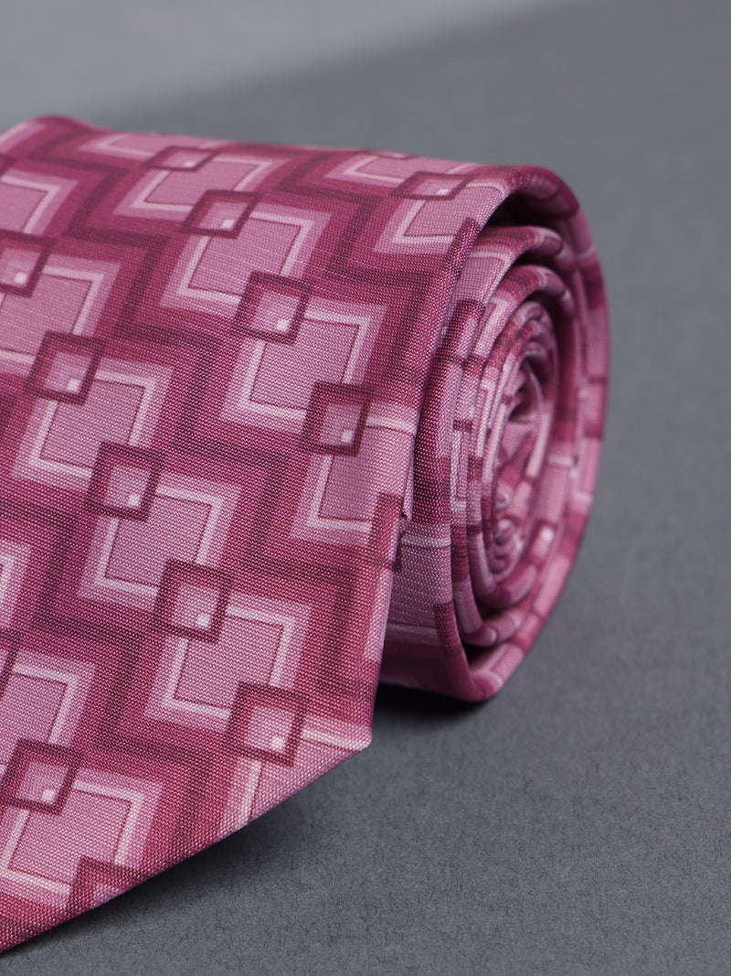 Pink Geometric Micro Fiber Necktie