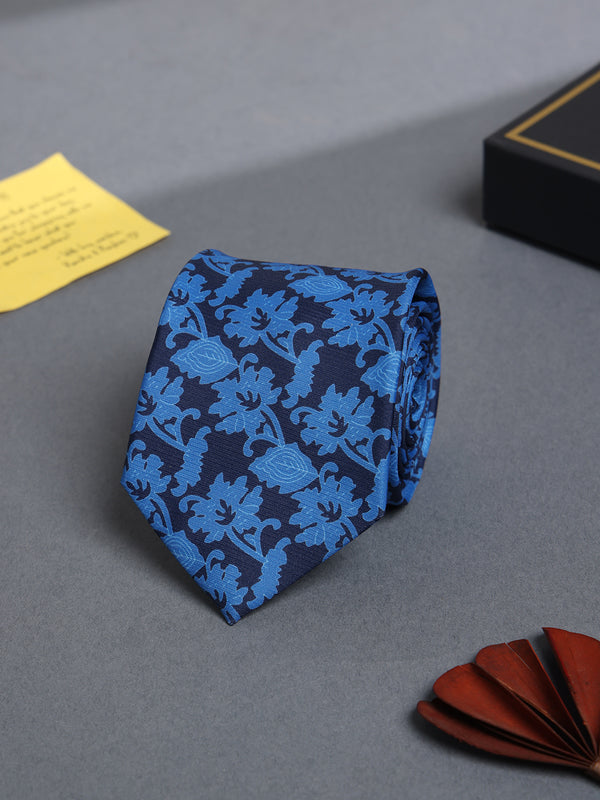 Blue Floral Micro Fiber Necktie