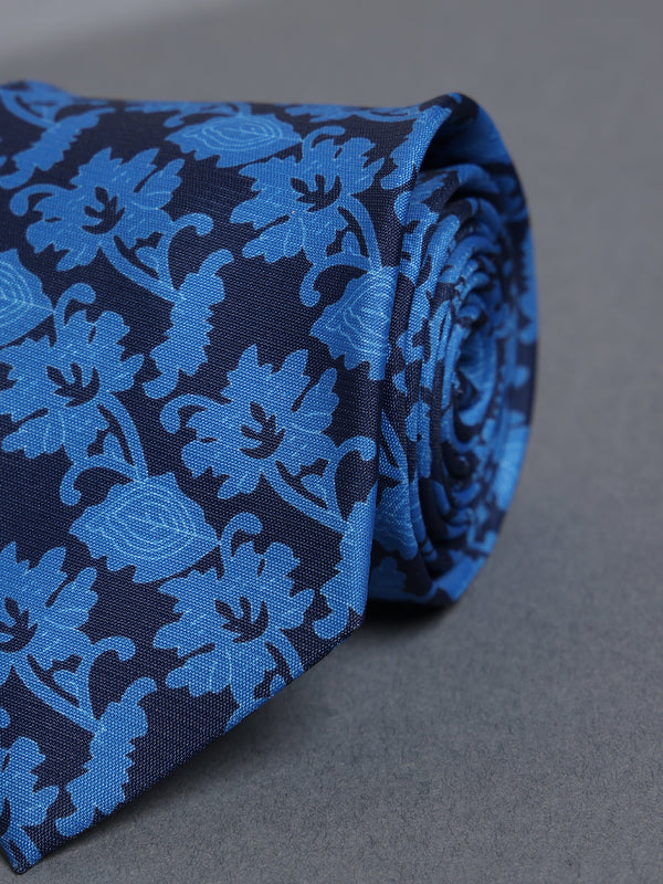 Blue Floral Micro Fiber Necktie