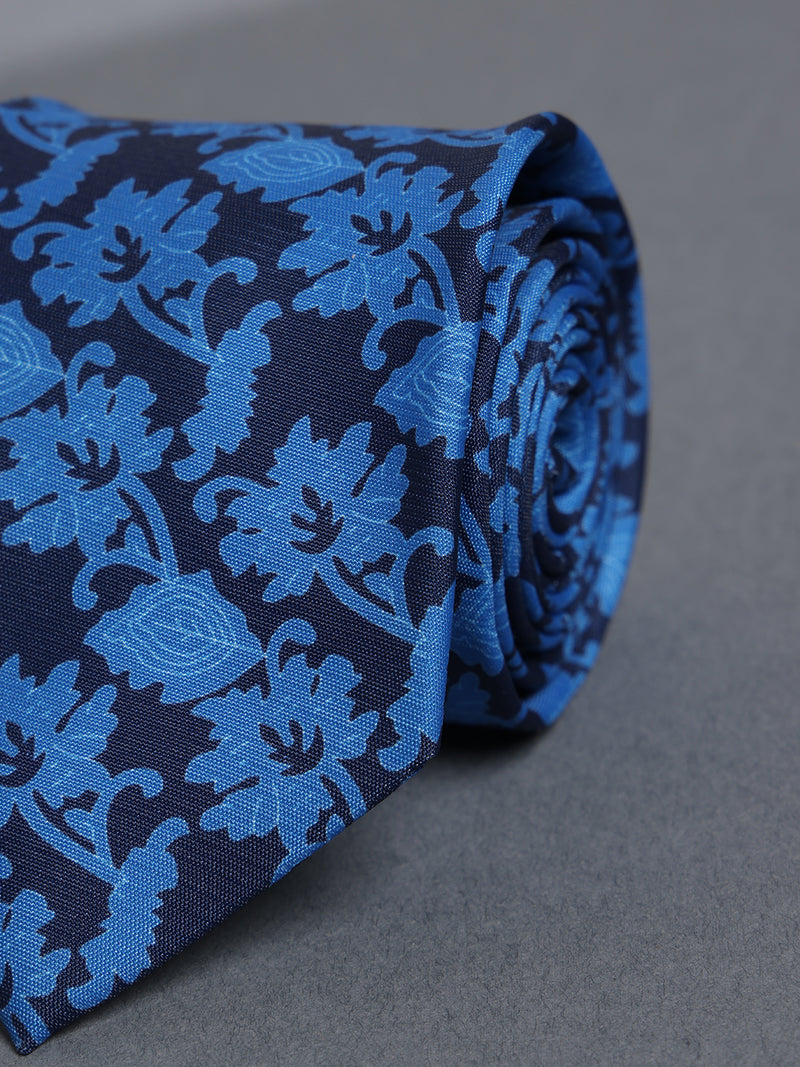 Blue Floral Micro Fiber Necktie