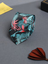 Blue Floral Printed Necktie