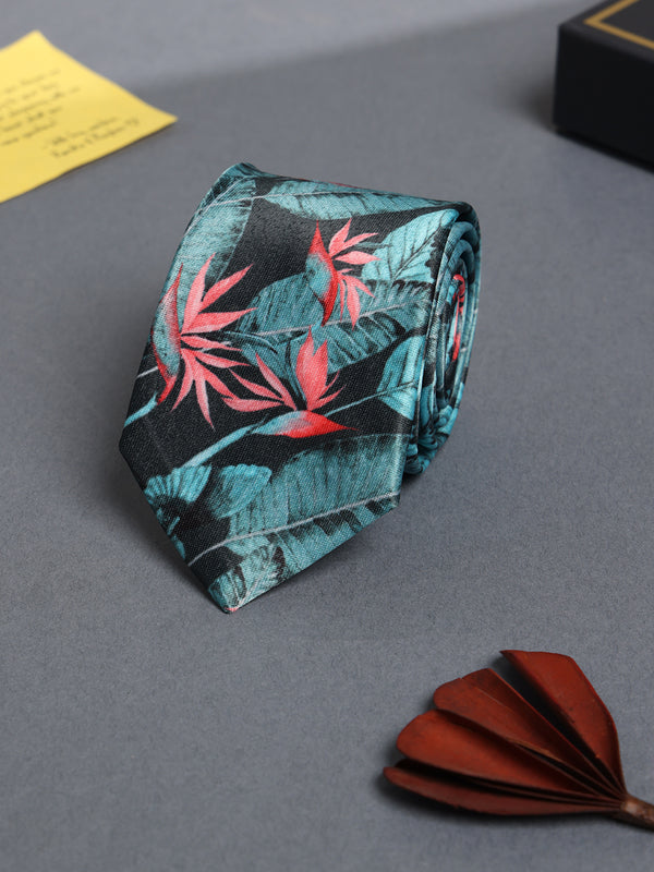 Blue Floral Printed Necktie