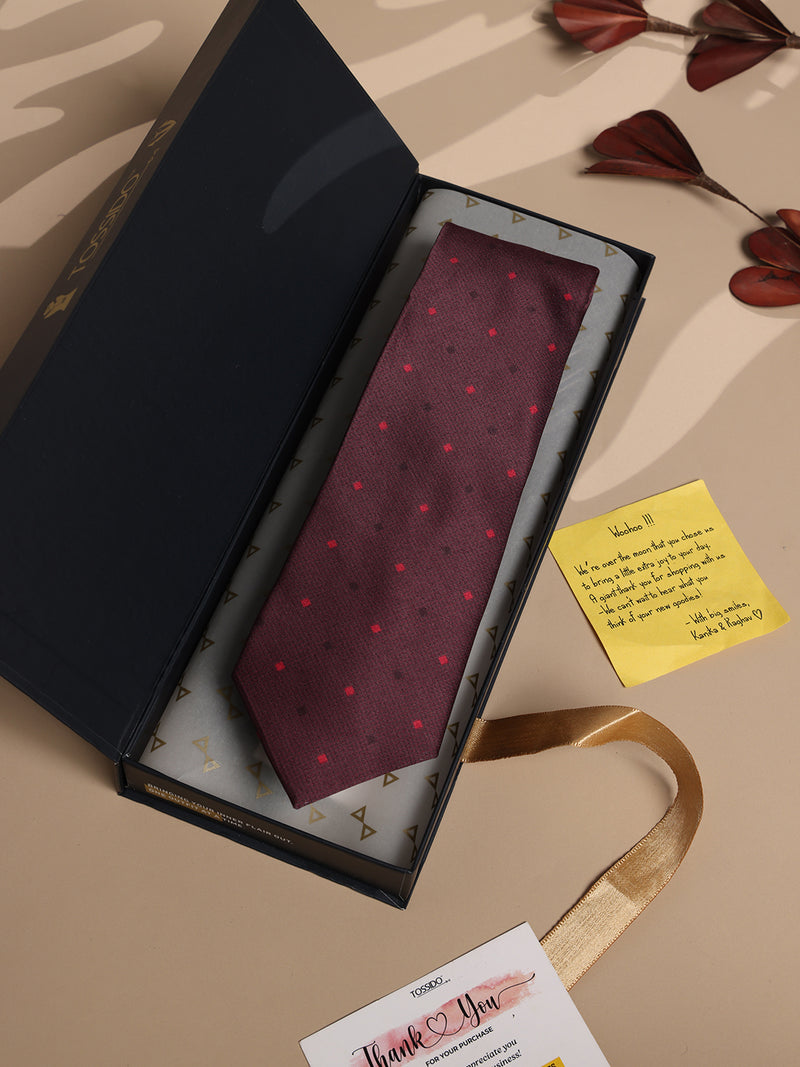 Maroon Geometric Micro Fiber Necktie