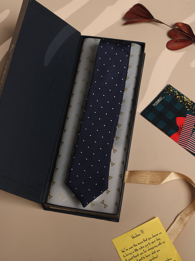 Blue Geometric Woven Silk Necktie
