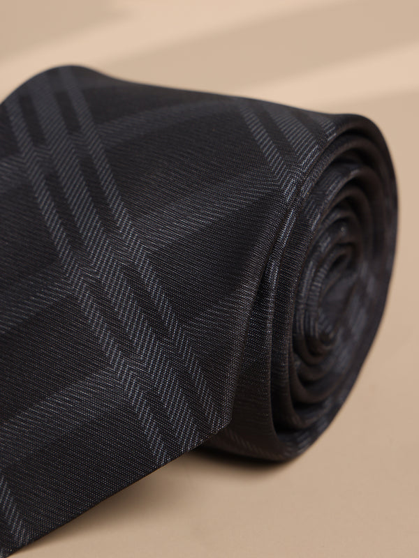 Dark Grey Check Micro Fiber Necktie