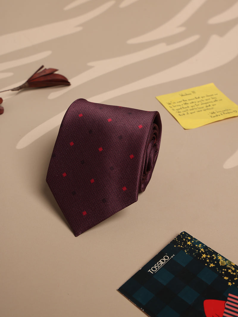 Maroon Geometric Micro Fiber Necktie