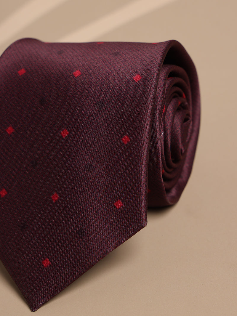 Maroon Geometric Micro Fiber Necktie