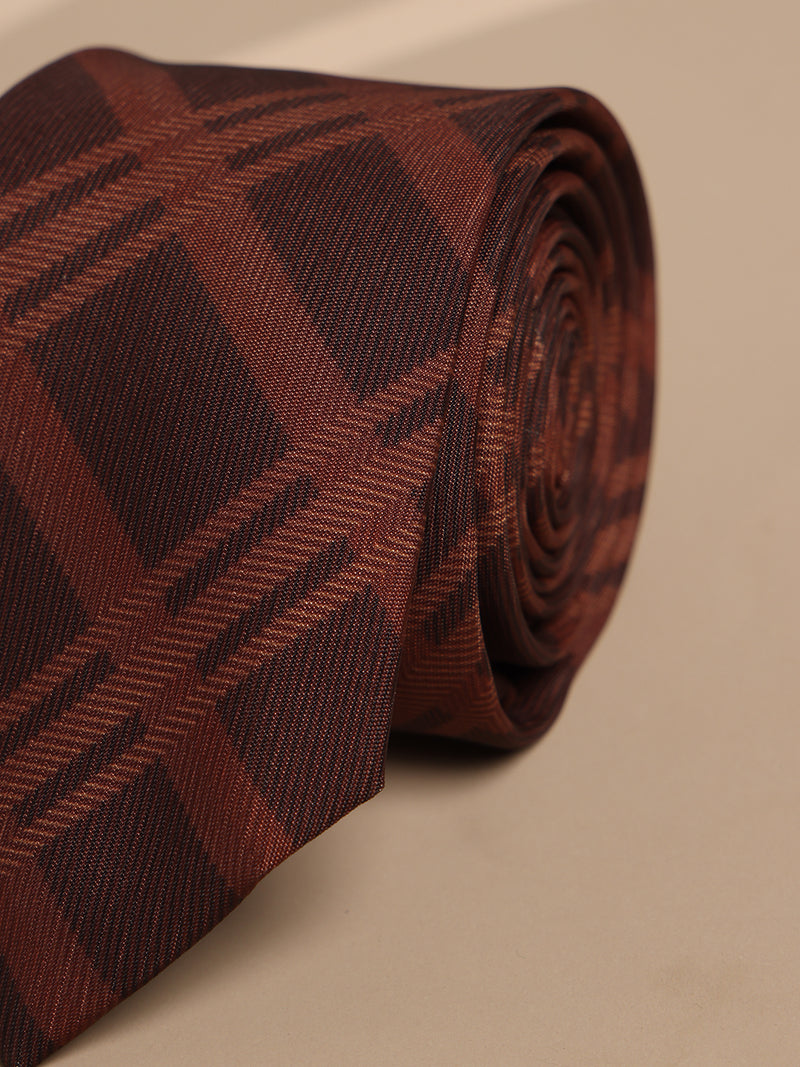 Brown Check Micro Fiber Necktie