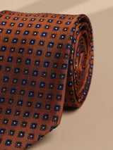 Brown Geometric Silk Necktie