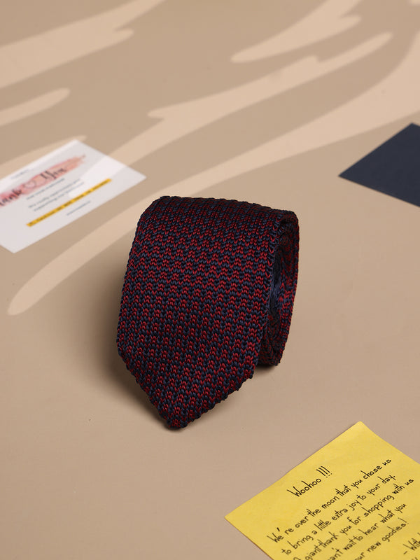 Maroon Geometric Knitted Necktie