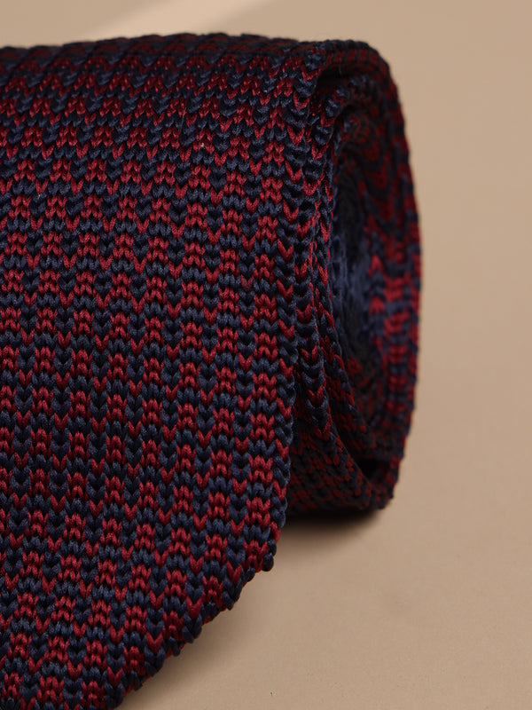 Maroon Geometric Knitted Necktie