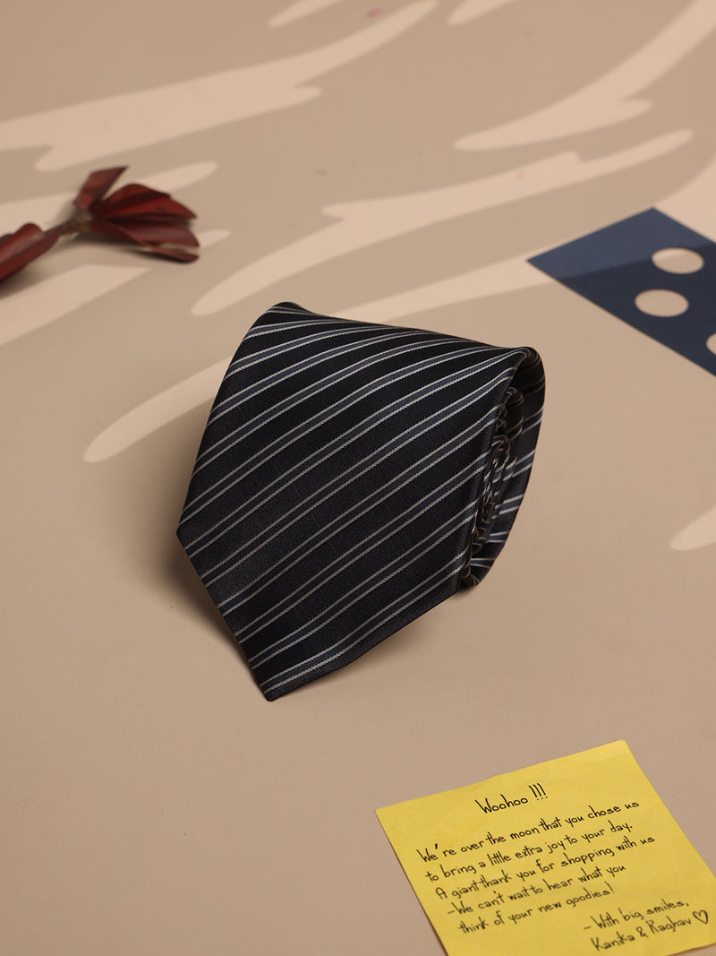 Black Striped Broad Necktie