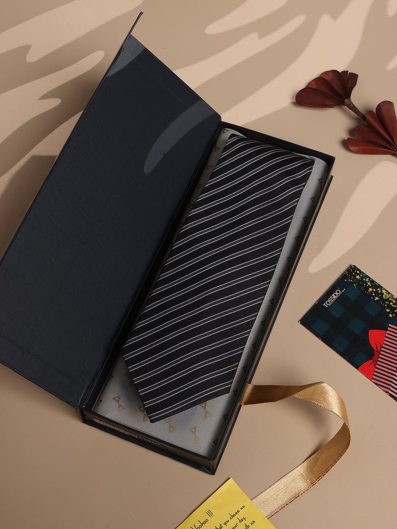 Black Striped Broad Necktie