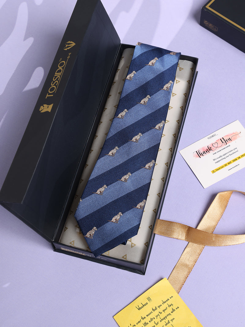Blue Stripe Woven Silk Necktie