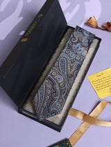 Blue Paisley Woven Silk Necktie