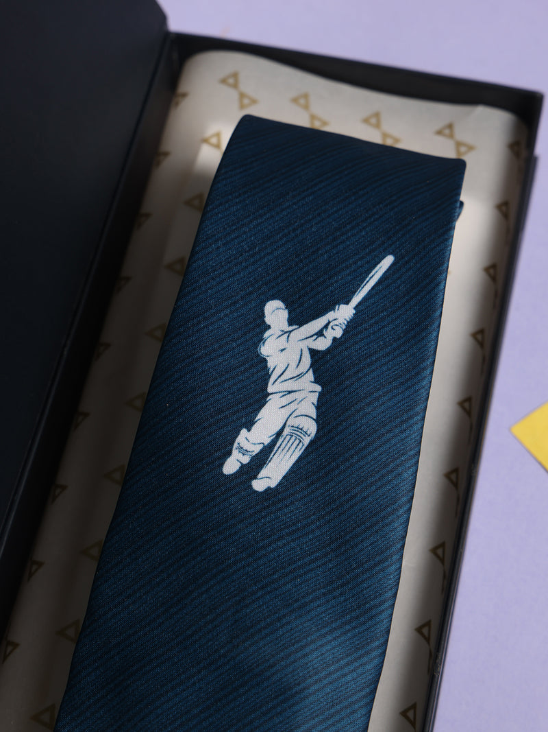 Blue Cricket Printed Necktie