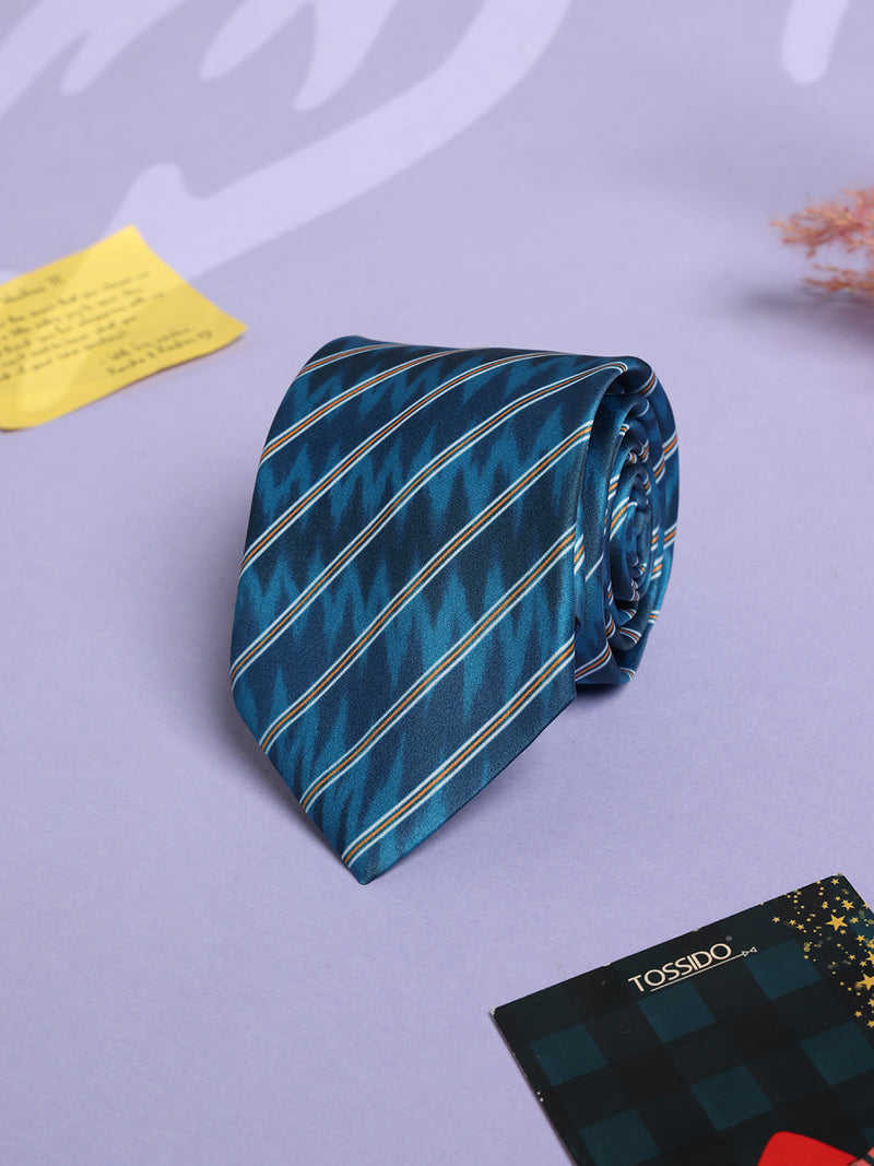 Blue Stripe Printed Necktie