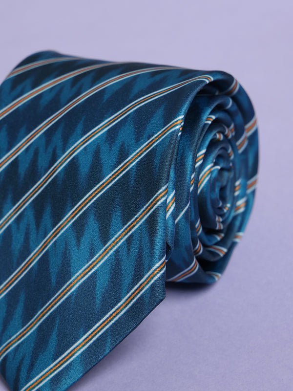 Blue Stripe Printed Necktie
