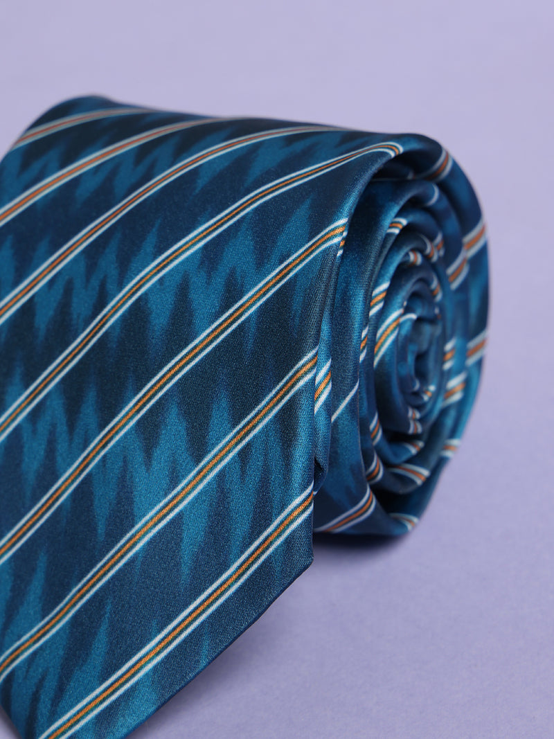 Blue Stripe Printed Necktie