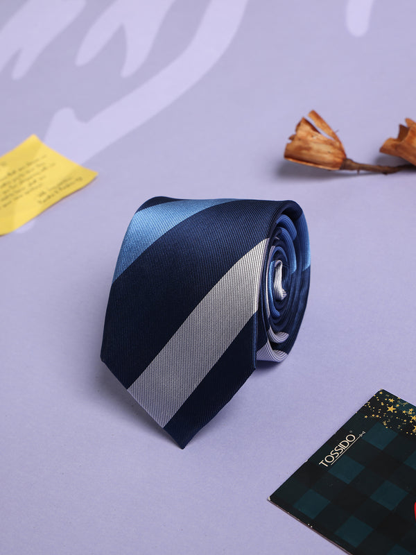 Blue Stripe Woven Silk Necktie