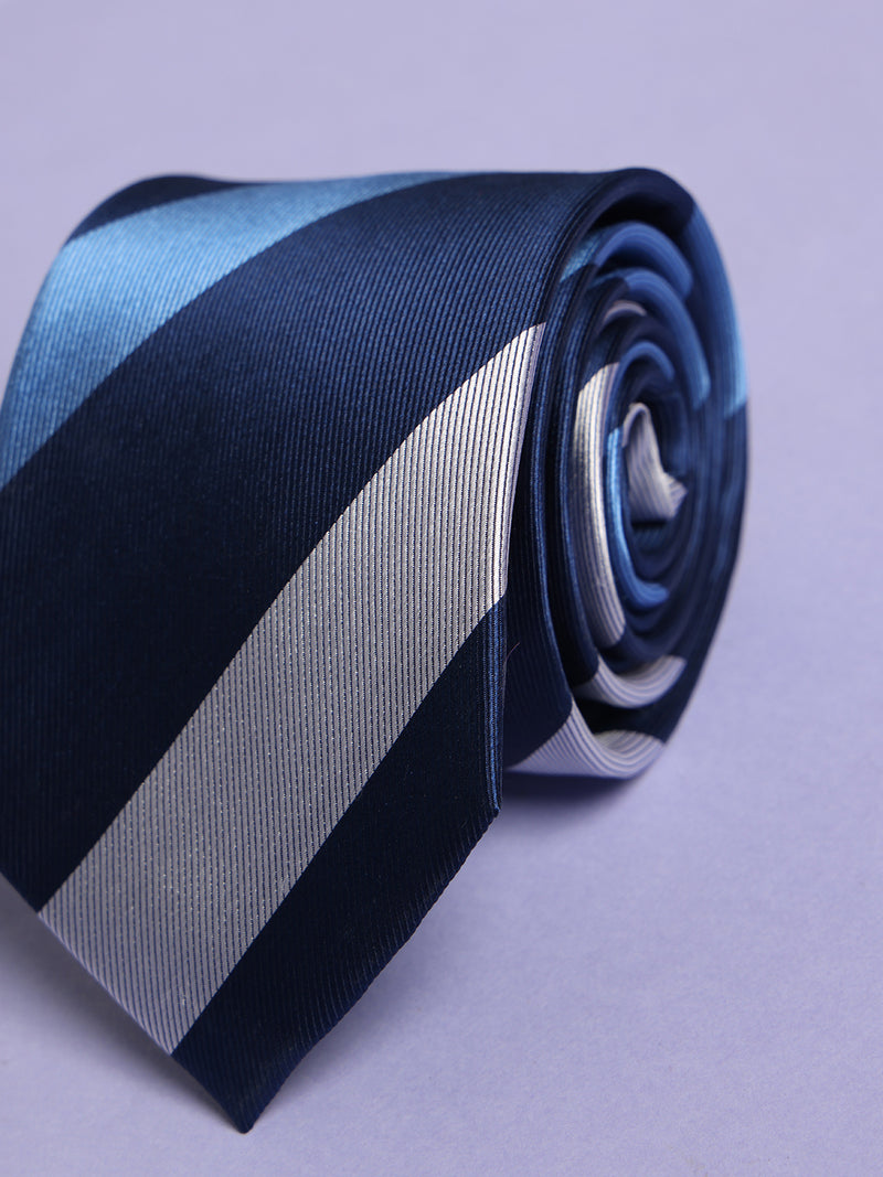 Blue Stripe Woven Silk Necktie