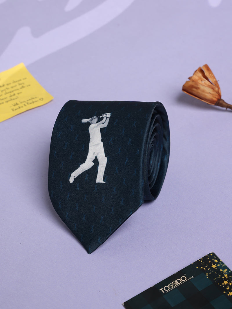 Blue Cricket Printed Necktie