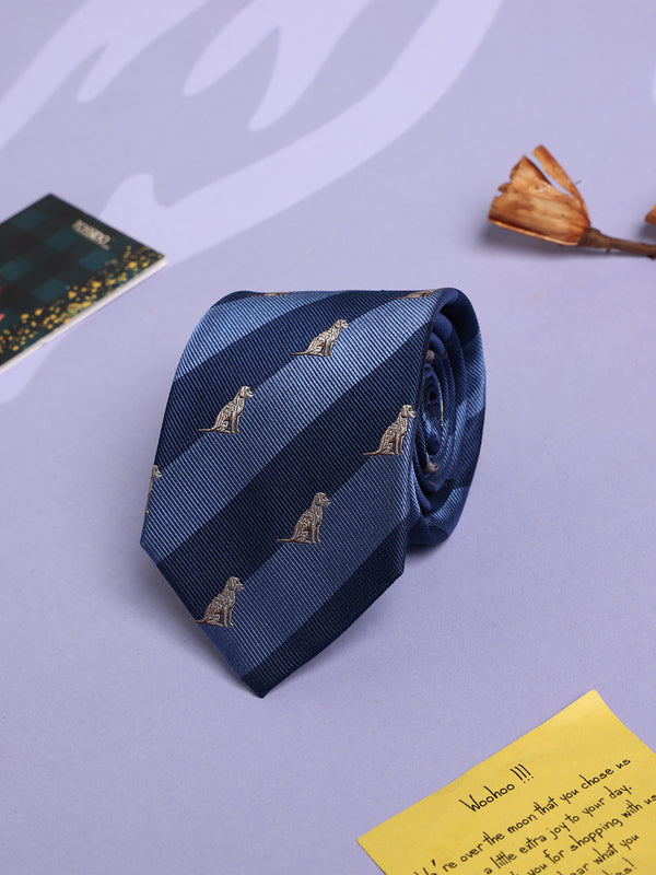 Blue Stripe Woven Silk Necktie