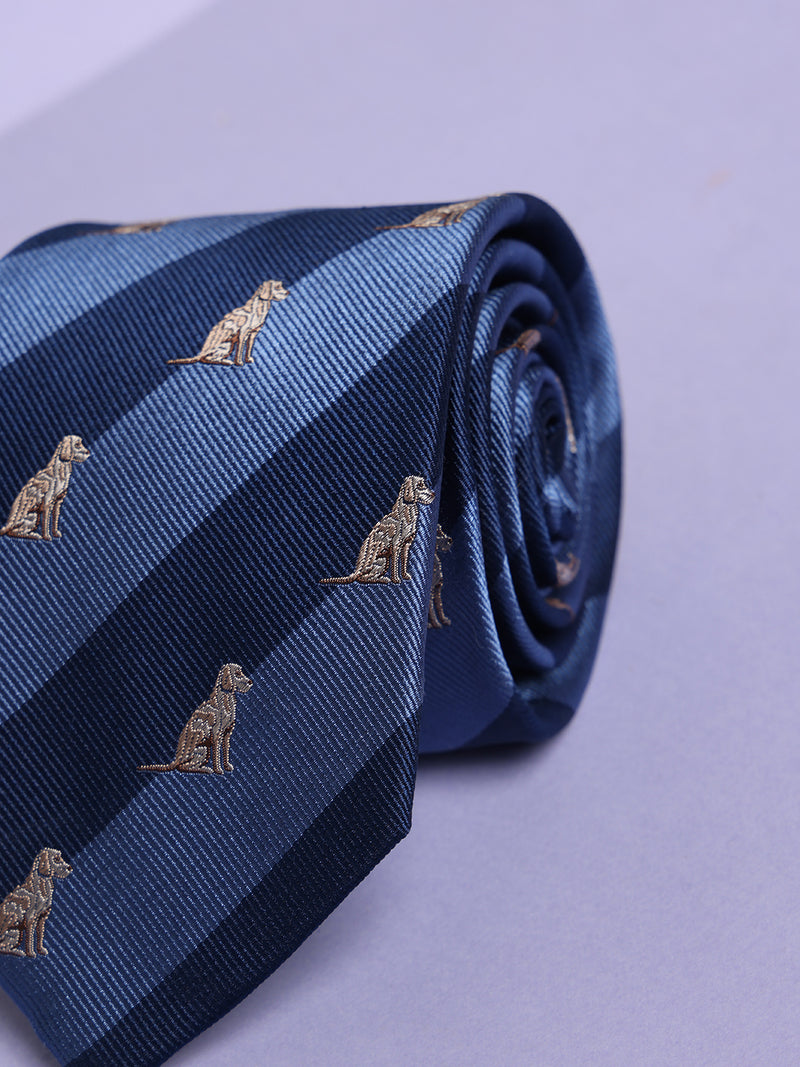 Blue Stripe Woven Silk Necktie