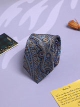 Blue Paisley Woven Silk Necktie