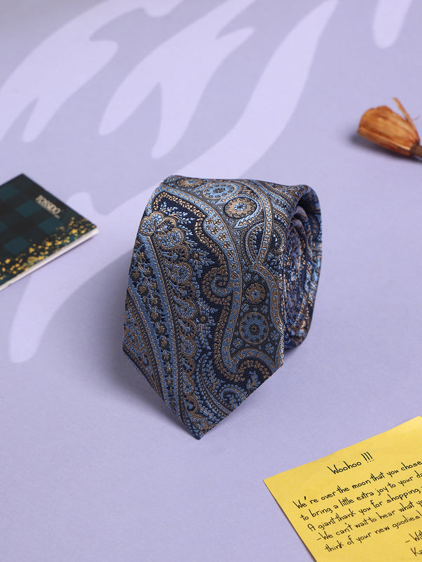 Blue Paisley Woven Silk Necktie