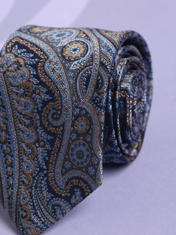 Blue Paisley Woven Silk Necktie