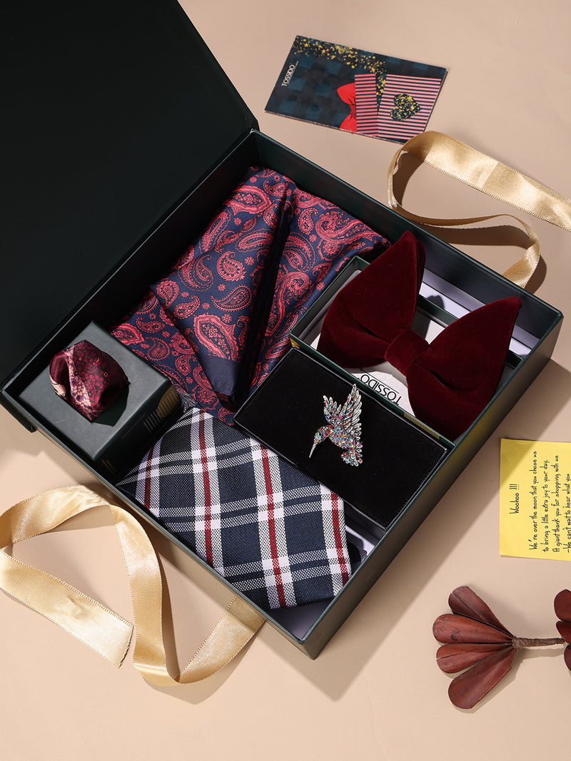 Tossido’s Burgundy Paisley & Plaid Men’s Gift Box