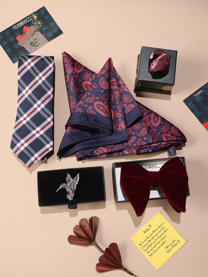 Tossido’s Burgundy Paisley & Plaid Men’s Gift Box