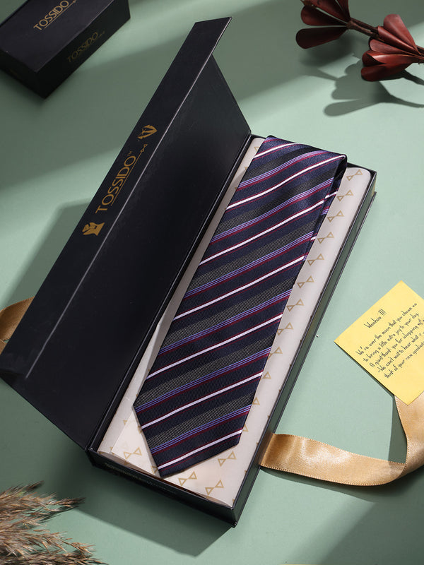 Purple Stripe Woven Necktie