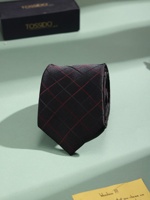 Black Check Woven Necktie