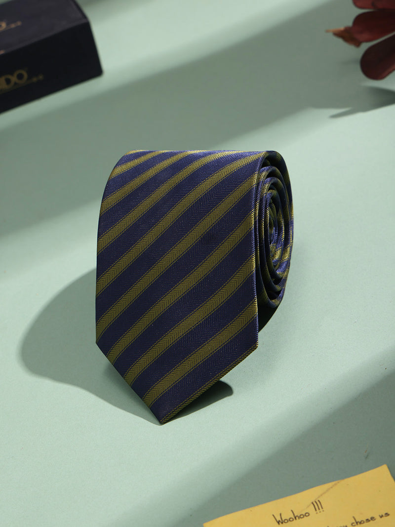 Blue & Green Stripe Woven Necktie