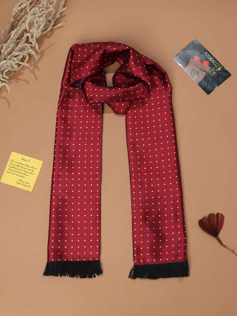 Maroon Abstract Reversible Stole & Pocket Square Set