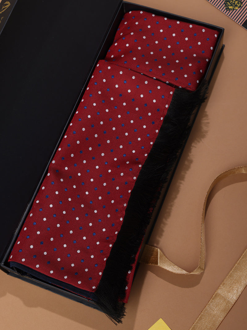 Maroon Abstract Reversible Stole & Pocket Square Set