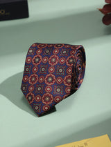 Brown & Purple Geometric Printed Necktie